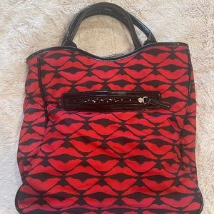 LULU Guinness Lips Satchel Handbag with Coin Purse